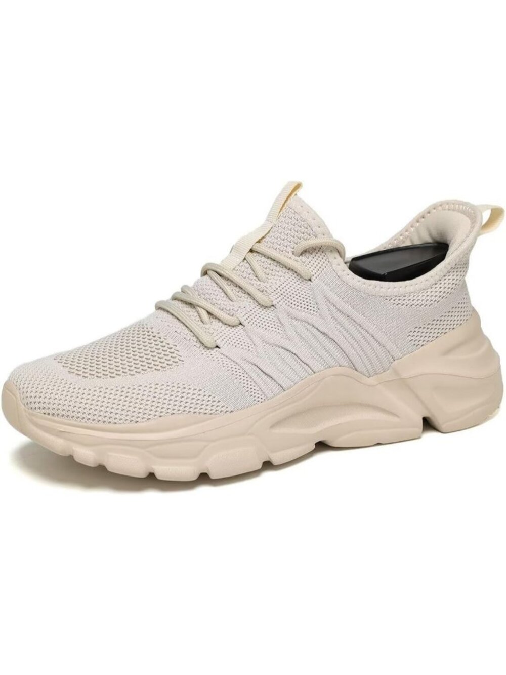 Men's Beige Rubber Non Slip Breathable Lightweight Fashion Athletic Sneakers